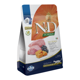 N&D Pumpkin Cat Sterilized Grain Free jagnje in borovnica 1,5 kg
