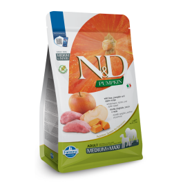 N&D Pumpkin Dog Adult Medium/Maxi Grain Free divji prašič in jabolko 2,5 kg