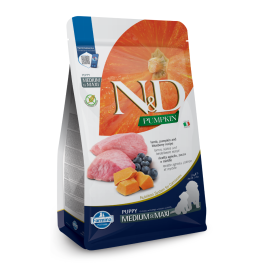 N&D Pumpkin Dog Puppy Medium/Maxi Grain Free jagnje in borovnica 2,5 kg