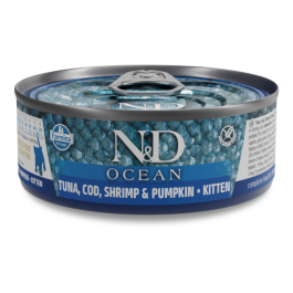 N&D Ocean Cat tuna, trska, kozice in buča 70 g konzerva