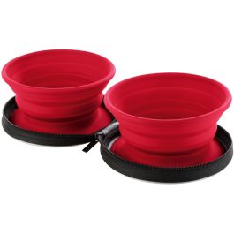 Hunter potovalna silikonska posoda s torbico List rdeča, 2x750 ml