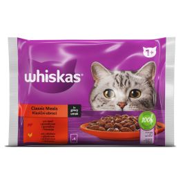 Whiskas 1+ klasični goveji/piščančji izbor 4 x 85 g
