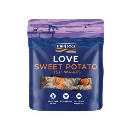 FISH4DOGS Priboljški Love Sweet Potato Fish Wraps batat,riblja koža 100 g
