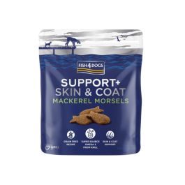 FISH4DOGS Priboljški Support+Skin&Coat skuša 225 g