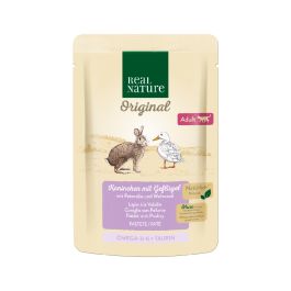Real Nature Cat Original Adult kunec in raca pašteta 85 g vrečka