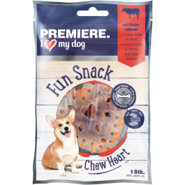 Premiere Dog Priboljšek Fun Snack Heart z govejom kožom 1 kom 38 g