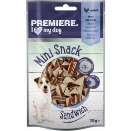 Premiere Dog Priboljšek Mini Snack Sandwich Piščanec in riba 70 g