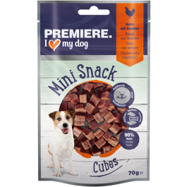 Premiere Dog Priboljšek Mini Snack Cubes Piščanec z Zelenjavam 70 g