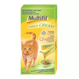 MultiFit priboljšek za mačke Snack-Cream perutnina, jetra in biotin 7x15 g