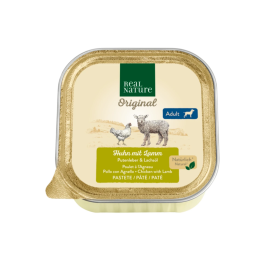 Real Nature Adult piščanec z jagnjetino in puranjimi jetri 100g ALU-pak