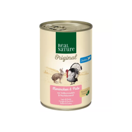 Real Nature Junior divji kunec in puran z rezanci 400g konzerva