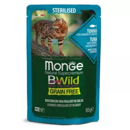 MONGE cat Bwild Sterilised Tuna Kozice/Zelenjava 85 g