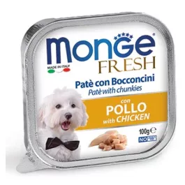 MONGE FRESH dog Pate in Koščki s Piščancem 100 g