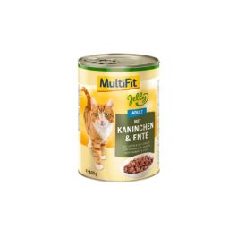 MultiFit Cat Jelly Adult Kunec/Račka 405g konz