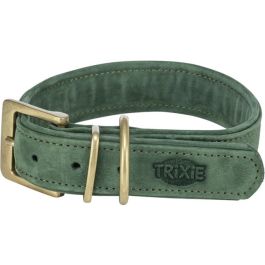 Trixie ovratnica za pse Pure usnjena S-M 31-37 cm/30 mm sivo zelena
