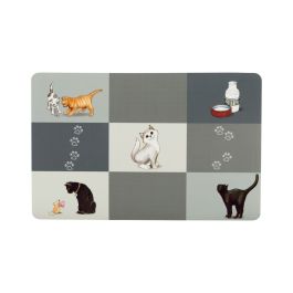 Trixie Podloga za posodice 44x28 cm siva potisk mačke