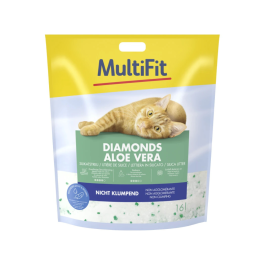 MultiFit Diamonds pesek za mačke Aloe Vera silikatni, 16 l
