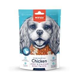 Wanpy Priboljšek Dog Jerky & Calcium Bone Twists piščanec 100 g