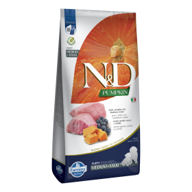 N&D Pumpkin Dog Puppy Medium/Maxi Grain Free jagnje in borovnica 12 kg