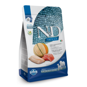 N&D Ocean Dog Adult Medium/Maxi Grain Free losos, trska in melona 2,5 kg