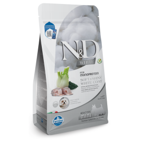 N&D Dog Adult Mini White brancin, spirulina in komarček 2 kg