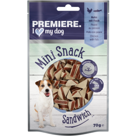 Premiere Dog Priboljšek Mini Snack Sandwich Piščanec in riba 70 g