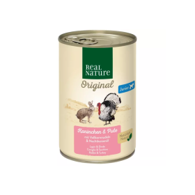 Real Nature Junior divji kunec in puran z rezanci 400g konzerva