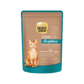 Select Gold Cat Senior +7 Acceptance piščanec z jetri in lososom, pašteta 85g vr