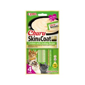 Churu Cat Priboljšek Skin&Coat Piščanec s aromom školjki 4x14 g