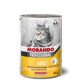 Morando Professional Cat Prof Adult Koščki Piščanec in Puran 405g konzerva