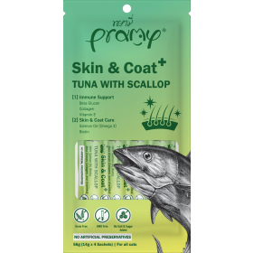 Pramy priboljšek za mačke Skin&Coat iz tune s pokrovačami 4x14 g