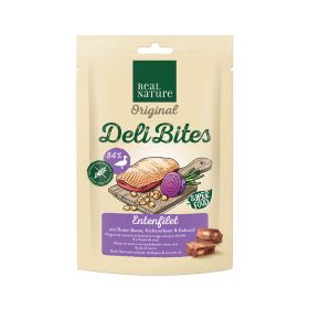 Real Nature Priboljšek Deli Bites račji ??file z rdečo peso in čičeriko 150g