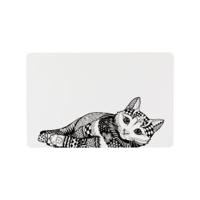 Trixie Podloga za posodice 44x28 cm črno/bela potisk mačka