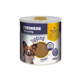 Premiere priboljšek za pse Topping Powder piščančja jetra in kokos 100 g