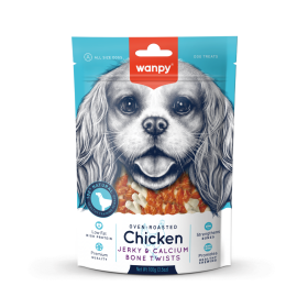 Wanpy Priboljšek Dog Jerky & Calcium Bone Twists piščanec 100 g